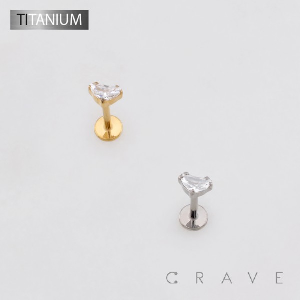 HEART-SHAPED CZ THREADLESS PUSH IN ASTM F136 IMPLANT GRADE TITANIUM LABRET SET HEART-SHAPED CZ THREADLESS PUSH IN ASTM F136 IMPLANT GRADE TITANIUM LABRET SET